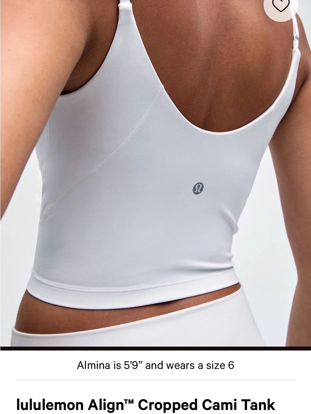 lululemon athletica Align Cropped Cami Tank - White - Picture 4 of 4